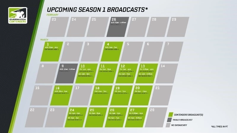 Overwatch Contenders 2020 schedule