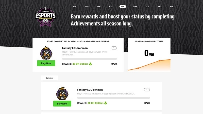 Киберспортивные достижения Draftkings