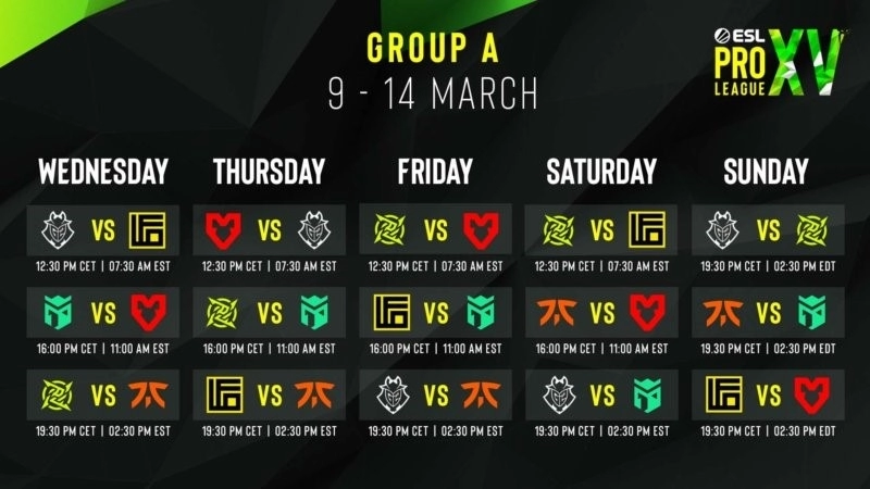 Расписание EPL Season 15 Group A