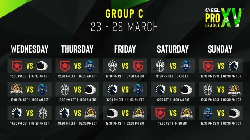 Расписание EPL Season 15 Group C