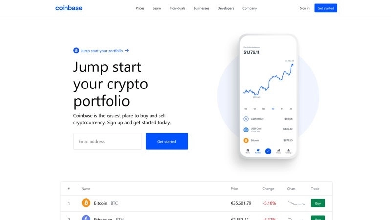 Сайт Coinbase для торговли криптовалютой